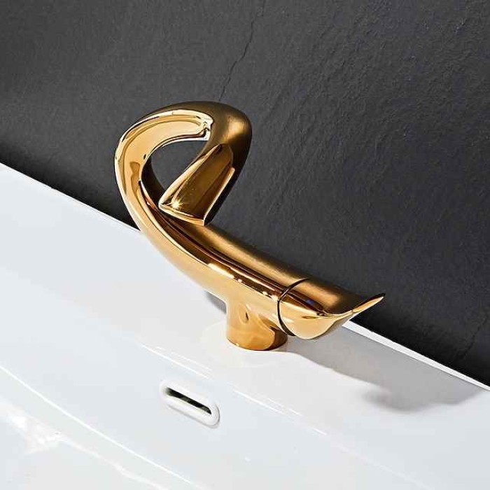 Classic Bathroom Sink Faucet, Center-set Single Handle One Hole Bath Taps in Electroplated Finishes