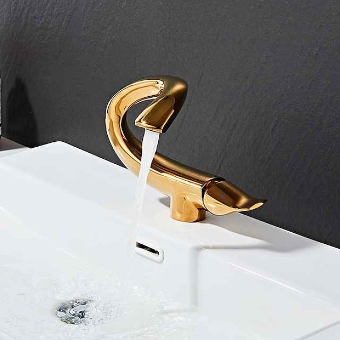 Classic Bathroom Sink Faucet, Center-set Single Handle One Hole Bath Taps in Electroplated Finishes