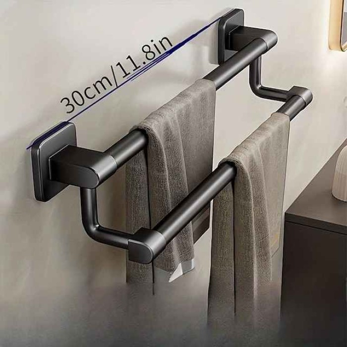 1pc Double Rod Towel Bar, Shower Towel Rack For Bathroom, Wall Mounted Towel Holder, Bathroom Slippers rack, Suitable For Towel Slippers And Other Storage