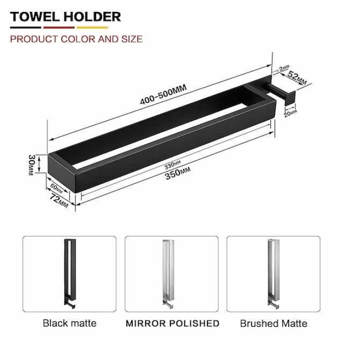 Towel Bar Robe Hook Bathroom Shelf New Design Self-adhesive Adorable Contemporary Modern Stainless Steel Low-carbon Steel Metal 1PC - Bathroom Single 1-Towel Bar towel ring Wall