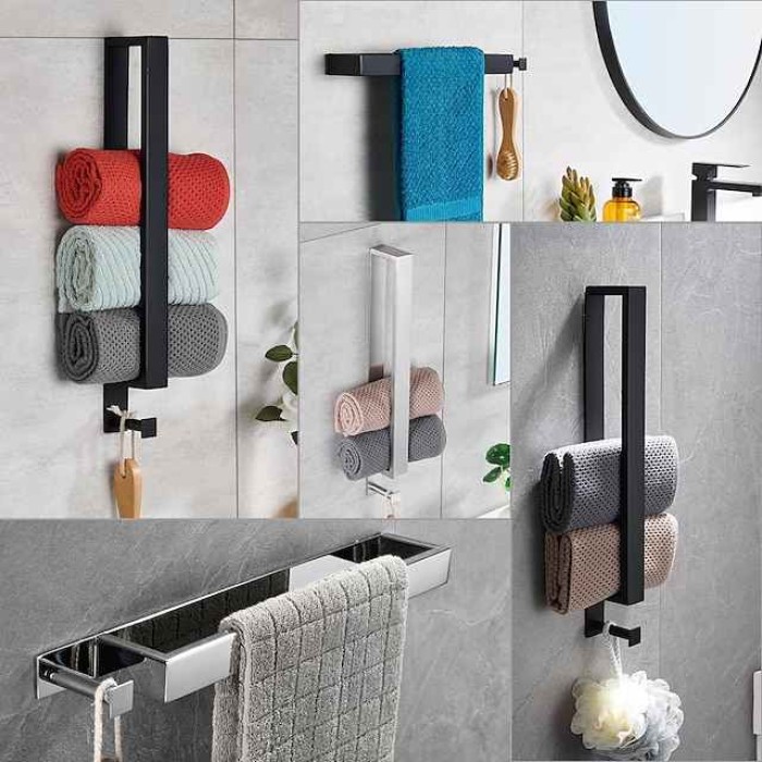 Towel Bar Robe Hook Bathroom Shelf New Design Self-adhesive Adorable Contemporary Modern Stainless Steel Low-carbon Steel Metal 1PC - Bathroom Single 1-Towel Bar towel ring Wall