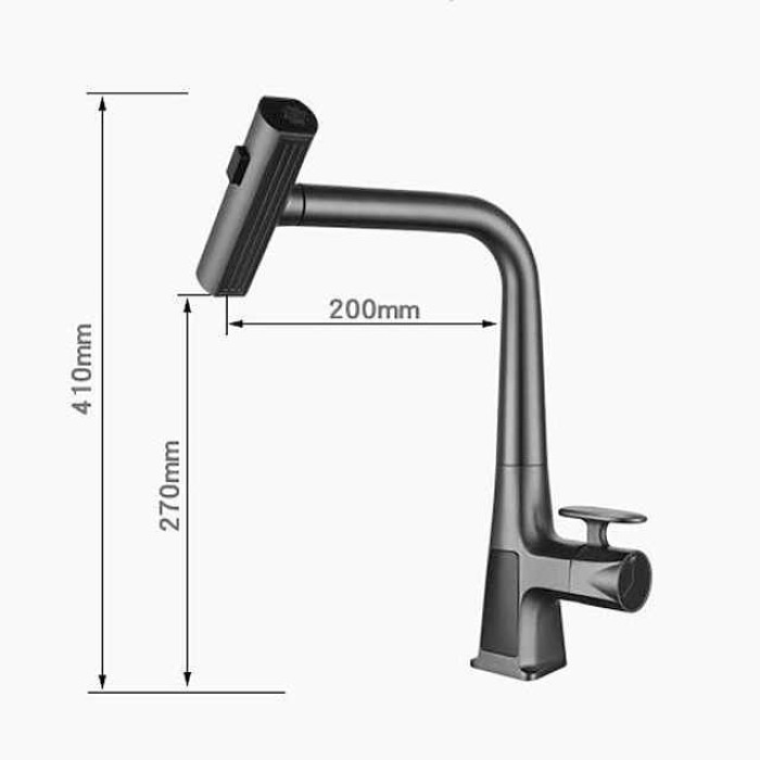 Pull-Out Kitchen faucet with LED Temperature Digital Display, Single Handle One Hole Center-set Modern Contemporary Kitchen Taps