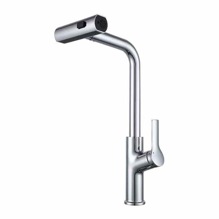 Waterfall Kitchen Faucet, Single Handle One Hole Pull-out Standard Spout Centerset Kitchen Taps