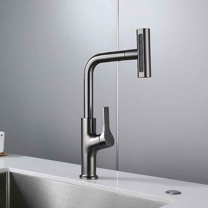 Waterfall Kitchen Faucet, Single Handle One Hole Pull-out Standard Spout Centerset Kitchen Taps