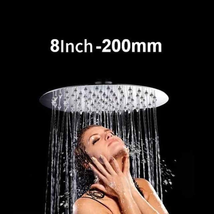 Shower Head 12/10/8/6 Inch Stainless Steel Ultra-thin Round Waterfall Shower Heads Rainfall Shower Head Rain Bathroom Accessories