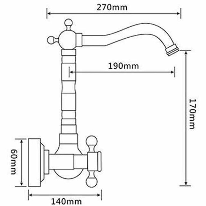 Traditional Bathroom Sink Mixer Taps Black Wall Mounted, 360° Rotatable Antique Retro Brass Sink Kitchen Tap Washroom Basin Bathtub Tub