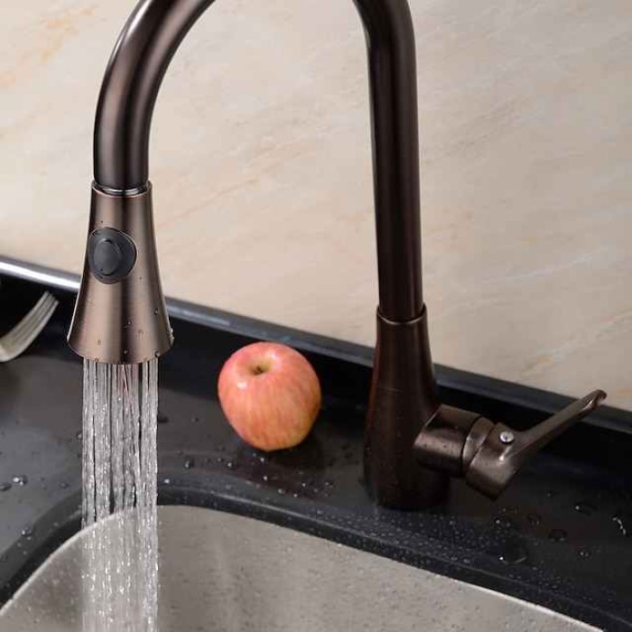 Single Handle Kitchen Faucet,Black Nickel One Hole Pull-out Standard Spout or Spray Type Standard Spout Oil-rubbed Bronze Kitchen Faucet with Cold and Hot Switch